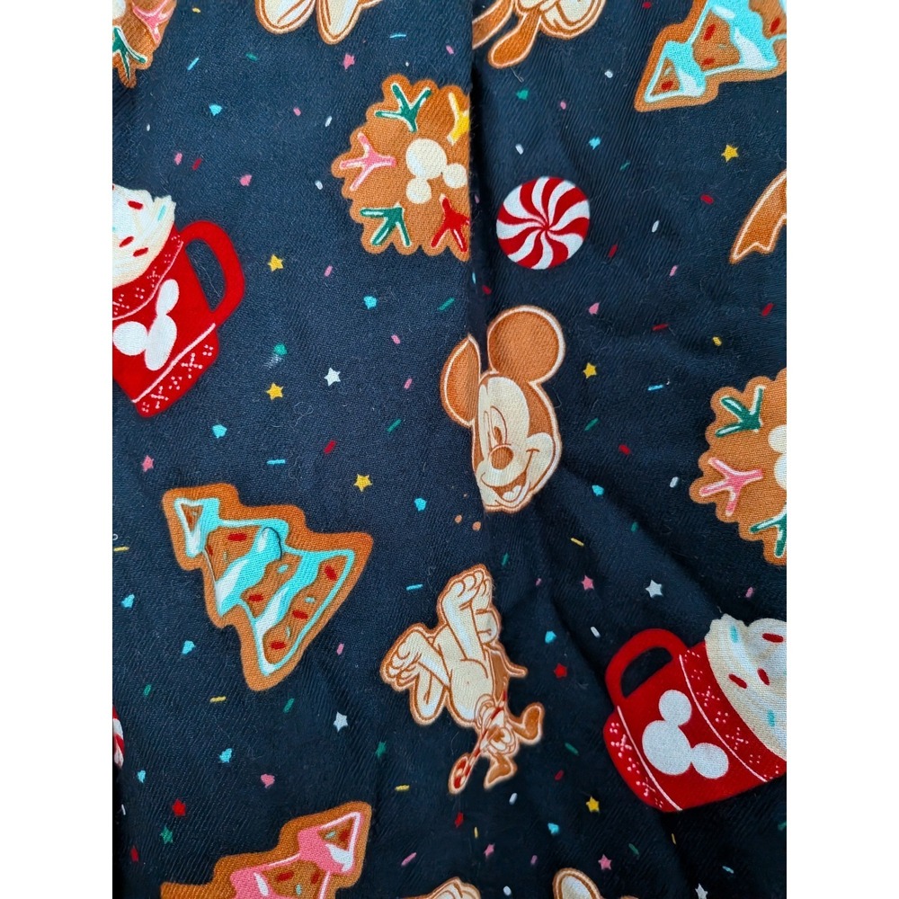 Disney Mickey Minnie Pluto Gingerbread Christmas Pajama Pants Navy Blue Flannel - Picture 5 of 16